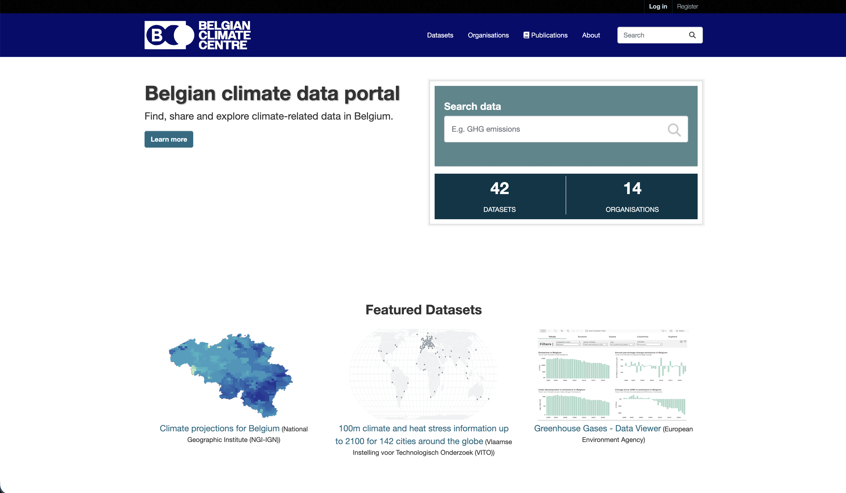 Belgian Climate Center — Open Data Portal screenshot